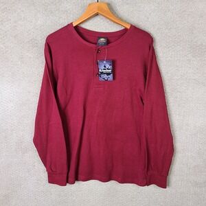 Knocker Shirt Mens L Maroon Henley Cotton Thermal Long Sleeve Casual Outdoor NEW